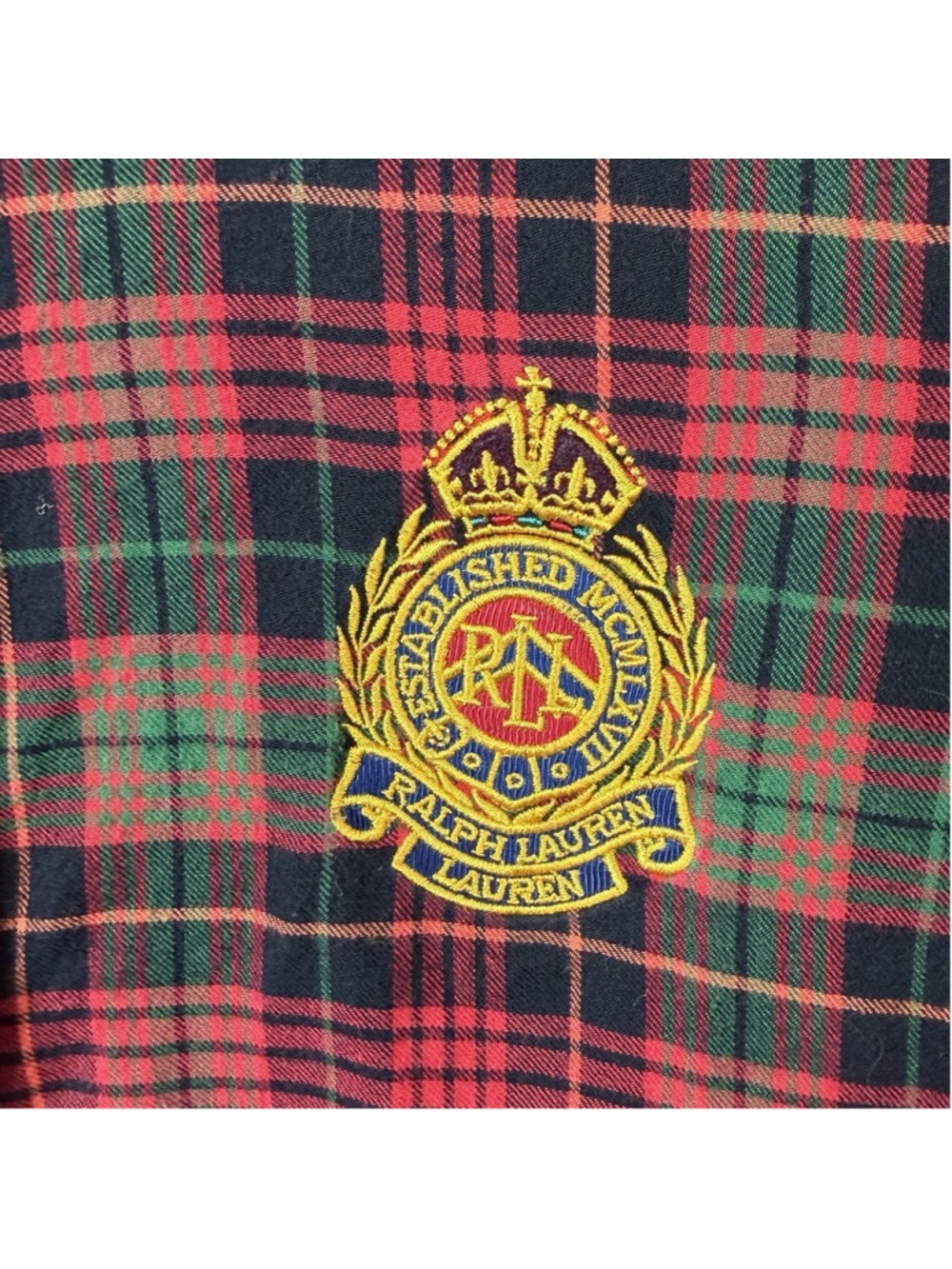 Lauren Ralph Lauren Shirt Red Tartan Plaid Button Up XL Gingham Preppy Logo - Picture 5 of 9